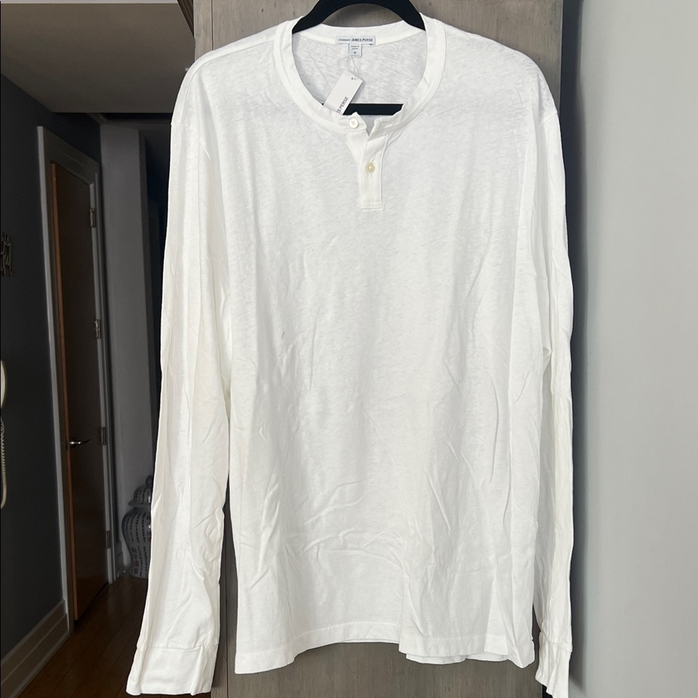 James Perse Classic White Long Sleeve Shirt